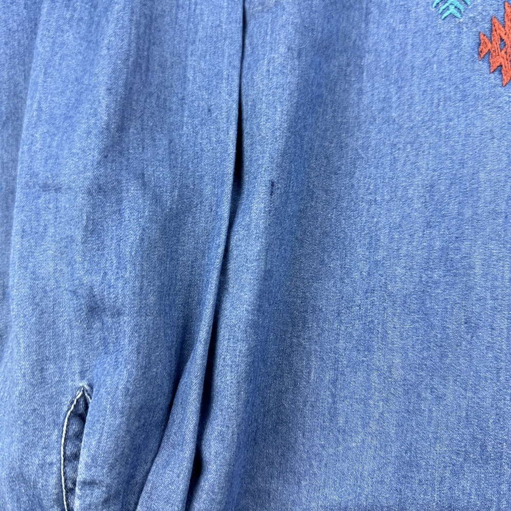 Roper Embroidered Denim Chambray Shirt Dress Western Cowgirl Size Sz S See Pics - Picture 7 of 13